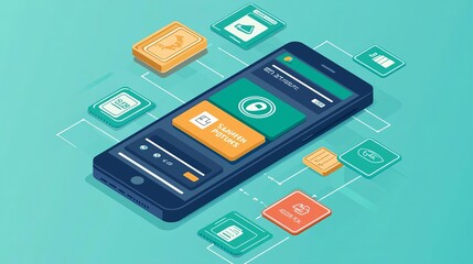 Digital Wallets  authentication  security protocols Digital wallet with cashback rewards, user-friendly interface, flat design illustration