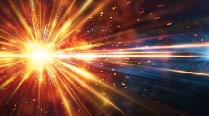 Leinwandbilder - Radiant light flare in a dark background with vibrant streaks