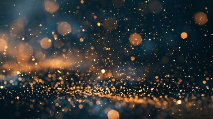 Poster - Abstract golden glitter particles floating in the air