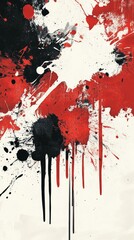 Wall Mural - Red and black paint splattering on white canvas