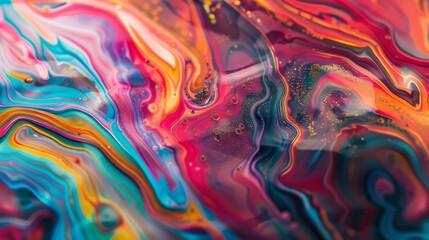 Fototapete - Abstract pattern of swirling colors and iridescent paint textures