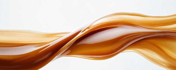 Liquid caramel splashing on white background