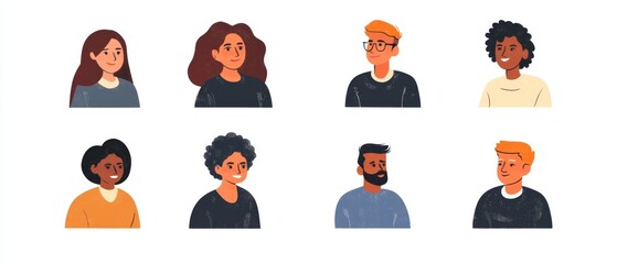 Educational video chat session with diverse individuals sharing knowledge and resources, set on a clean white background, representing modern learning