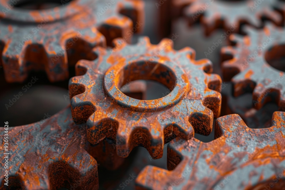 Rust Programming Language Concept: Rusty Interlocking Gears Symbolizing ...