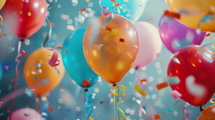 Aufkleber - Festive event with colorful balloons and streamers