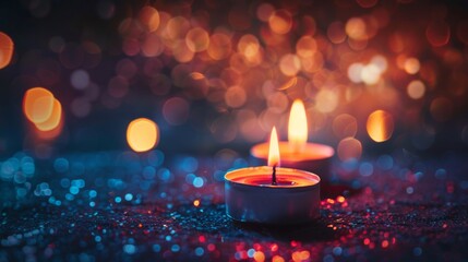 Poster - Glowing candles with an aura of mysterious light
