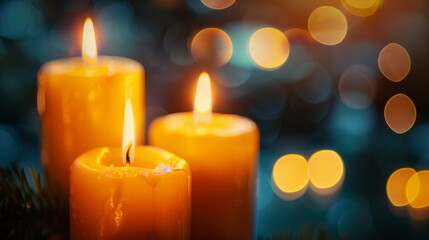 Poster - Glowing candles with an aura of mysterious light