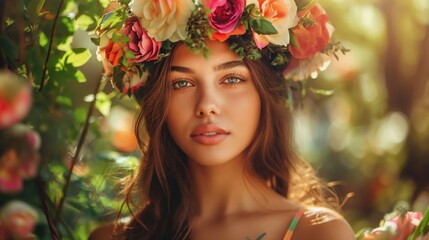 Wall Mural - Enchanting Floral Portrait Shot