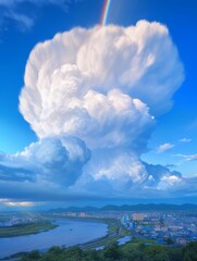 Ethereal Anime-Style Winter Fantasy: Giant Hailstones and Double Rainbow Spectacle. Magical Weather Phenomenon in Dandong. Perfect for 2025 Winter Solstice, New Year, Spring Festival Marketing, UI Des