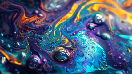 Aufkleber - Iridescent paint textures creating a mesmerizing abstract design
