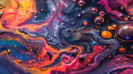 Poster - Iridescent paint textures creating a mesmerizing abstract design