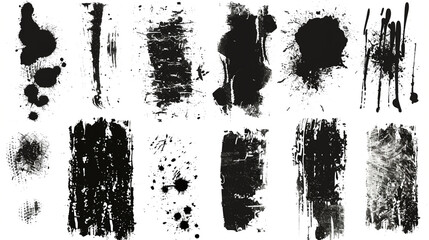 Sticker - Grunge overlay textures with dust grain isolated on white background. Vintage grunge banners set.