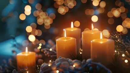 Poster - Softly glowing candles with an enchanting light display