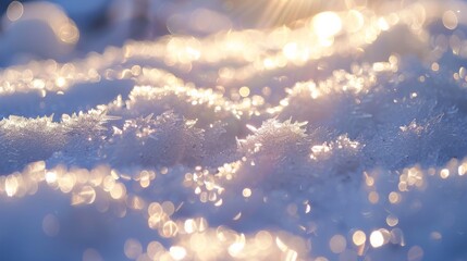 Poster - Textured snow reflecting the sun's rays in winter