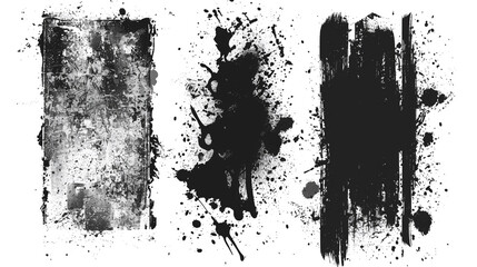 Canvas Print - Horizontal Distress Overlay Texture, Set of grunge overlay texture frame with ink brush stroke and torn or rip paper effect. 