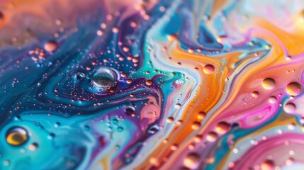 Vibrant iridescent paint textures blending in abstract patterns