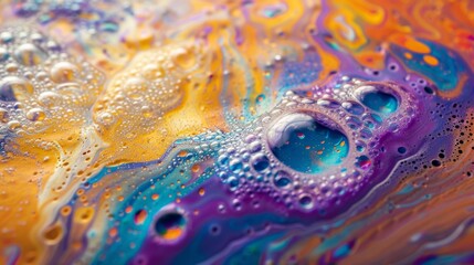 Aufkleber - Vibrant soap bubble effects merging with abstract paint textures