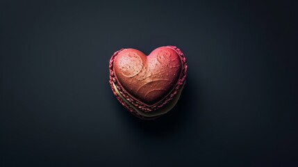 Canvas Print - Macaron Heart Black Background