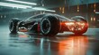 © Darya - The car features a striking design with vibrant lighting, standing prominently in a modern setting illuminated by soft ambient light
