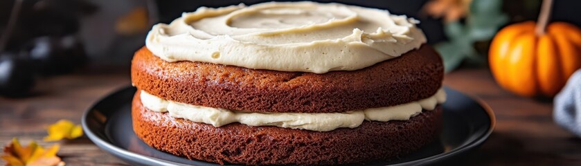 Pumpkin spice cake with cream cheese frosting, Cake, seasonal and flavorful