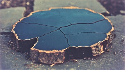 Wall Mural -   A photo of a halved wooden block resting on concrete