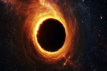 Wall Mural - supermassive black hole is warping fabric of spacetime in outer space. wormhole illustration in univ
