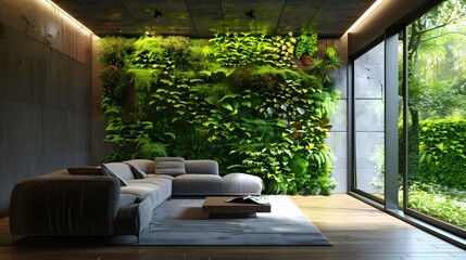 Biodesigned Modern Home with Lush Living Walls and Bioluminescent Flowers Providing Natural Lighting