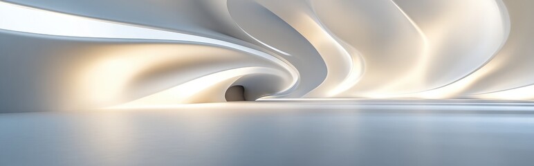 Wall Mural - Smooth white abstract architectural background with nighttime illumination 3D rendering and illustration