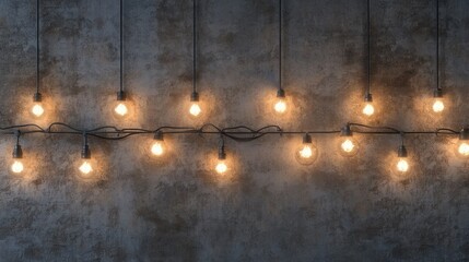 Wall Mural - 2025 sign industrial lightbulbs on concrete wall. HAPPY NEW YEAR 2025 background