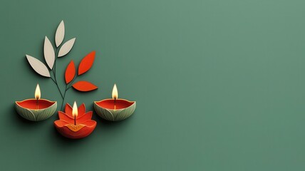 Diwali greeting card design, traditional motifs, 3D illustration