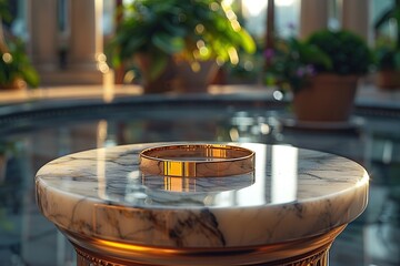 Wall Mural - Golden Ring on Marble Table