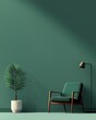 © justjupiter - A stylish indoor space featuring a green wall, modern chair, lamp, and potted plant, ideal for contemporary decor.