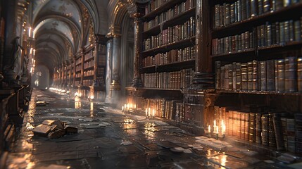 Wall Mural - Ancient Library Hallway