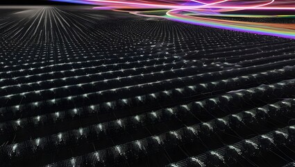 a lush 3d render with a profound, deep black background that seemingly stretches into infinity, cont