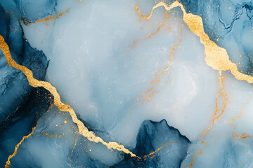 Canvas Print - Blue Gold Marble Texture.