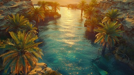 Wall Mural - Sunset Over Oasis Creek