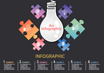 Wall Mural - Arranged vector infographics divided into multiple sections for use on timelines or presentation plans for easy presentation of educational, business, and financial information.