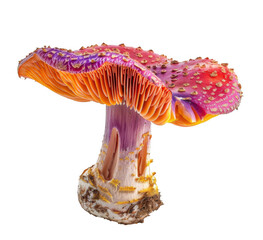 Colorful Mushroom with Red and Purple Cap