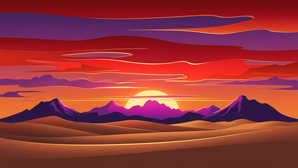 Wall Mural - Colorful Dusk with Generative AI