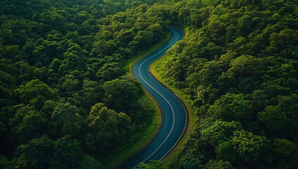 Wall Mural - Winding Road Through Forest.