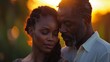 © SC-7 - An African American couple praying together outdoors, with sun rays shining in the background. Seeking spiritual peace, embodying Christian faith, and expressing Biblical hope,