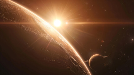 Wall Mural - a deep space observatory capturing the first image of a distant exoplanet orbiting a distant star. t
