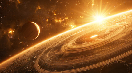 Wall Mural - a deep space observatory capturing the first image of a distant exoplanet orbiting a distant star. t