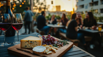 Wine & Cheese on Patio.