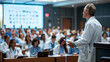 © Swaroop - A large, modern conference room filled with healthcare professionals attending a seminar. The focus is on a presenter explaining a complex medical topic.