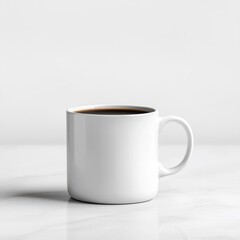 Wall Mural - A white coffee cup with a black line on the side, AI