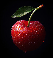 Canvas Print - Single Cherry with Water Drops