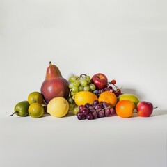 simple still life photo of fruit on white backgroun --style raw, generative ai