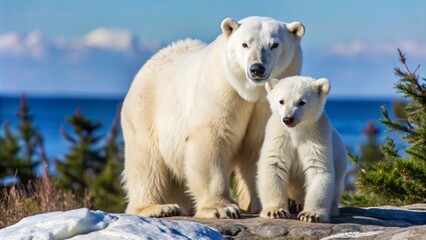 Polar bear with cub
