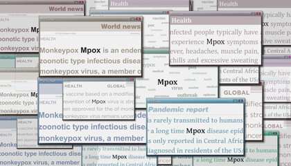 Poster - MPOX news titles on screen in hand 3d illustration